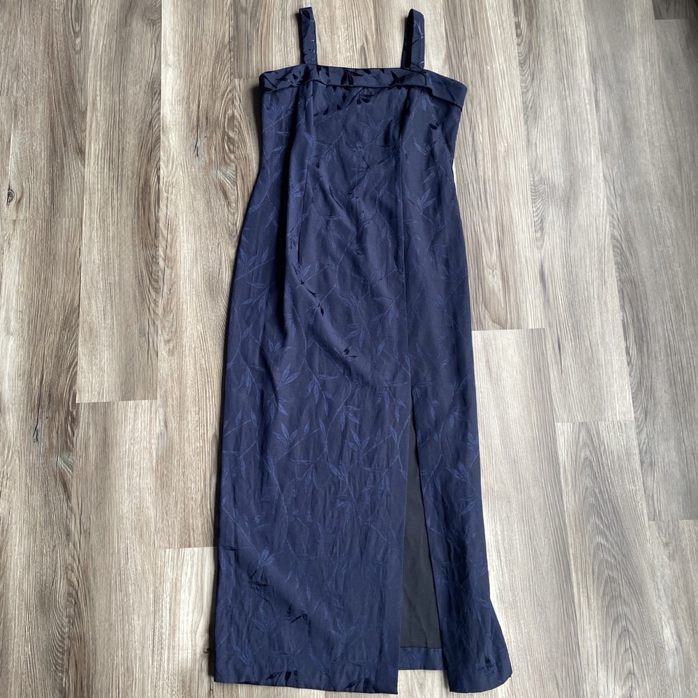 Vintage‎ JR Nites By Caliendo Navy Square Neck Maxi Dress w/ Micro Jacket Sz 10